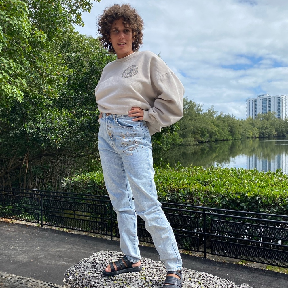 80’s Forenza Jeans with embedded details.